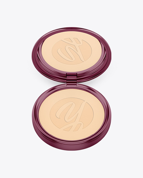 Opened Metallic Compact Powder Mockup