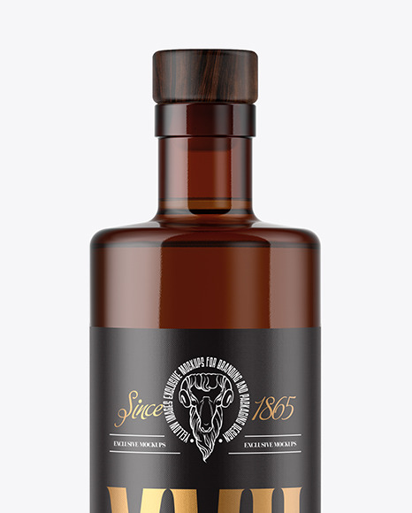500ml Amber Glass Bottle Mockup