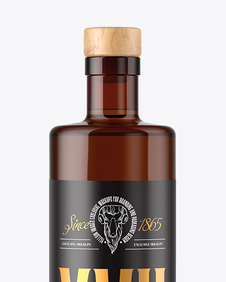500ml Amber Glass Bottle Mockup
