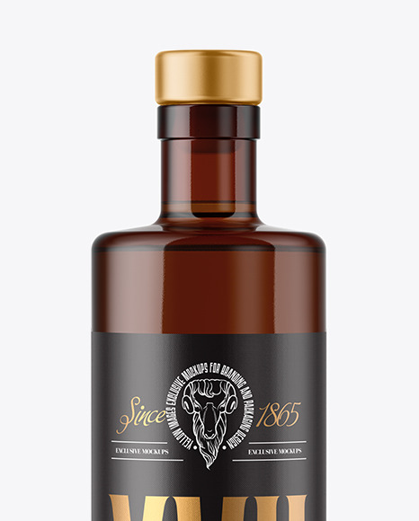 500ml Amber Glass Bottle Mockup