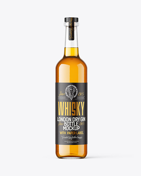 Clear Glass Whiskey Bottle Mockup