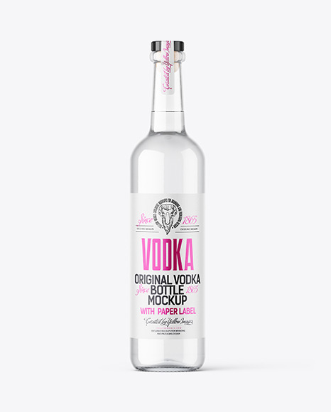 Clear Glass Vodka Bottle Mockup