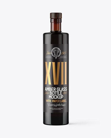 500ml Amber Glass Bottle Mockup