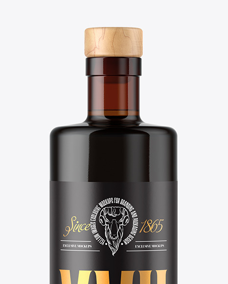 500ml Amber Glass Bottle Mockup