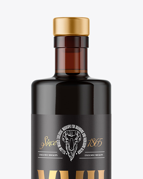 500ml Amber Glass Bottle Mockup