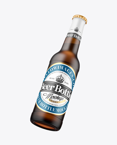 330ml Frosted Amber Beer Bottle Mockup