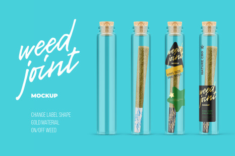 Weed Joint in Glass Tube Mockup