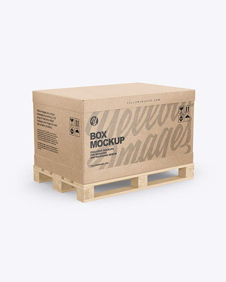 Wood Pallet With Kraft Box Mockup