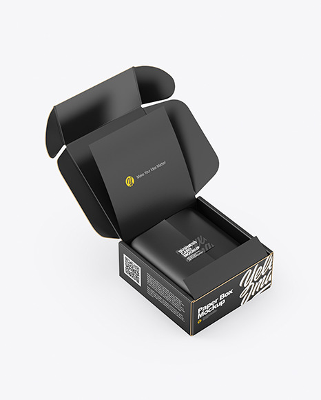 Opened Paper Box With Package Mockup