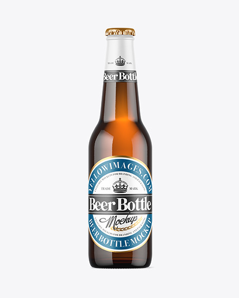 330ml Amber Glass Beer Bottle Mockup