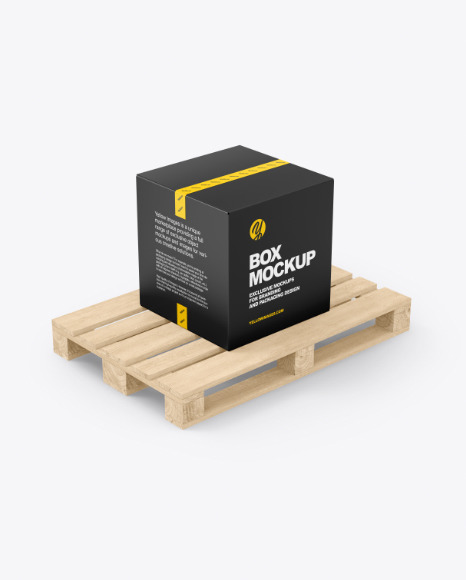 Wood Pallet With Box Mockup