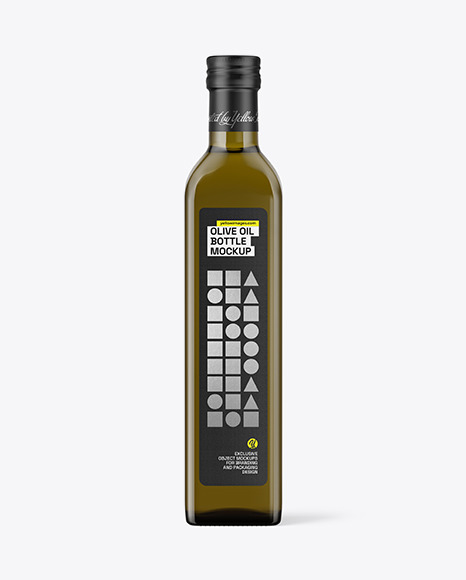 Antique Green Glass Bottle with Olive Oil Mockup