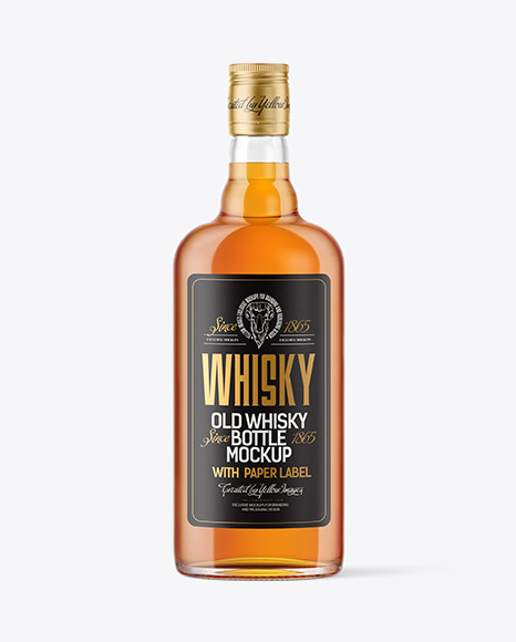 500ml Clear Glass Whiskey Bottle Mockup