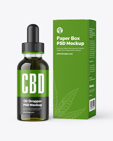 CBD Oil Dropper with Box Mockup