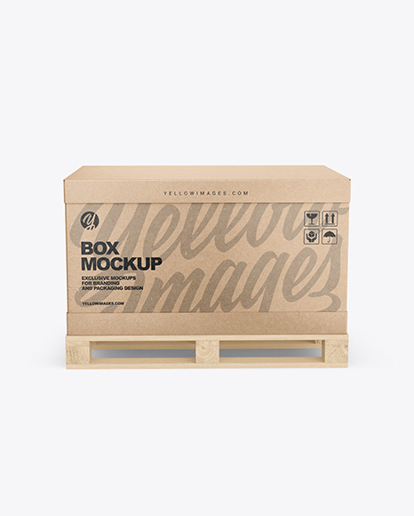 Wood Pallet With Kraft Box Mockup