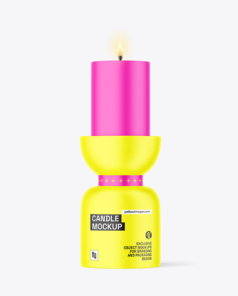 Matte Candle With Stand Mockup