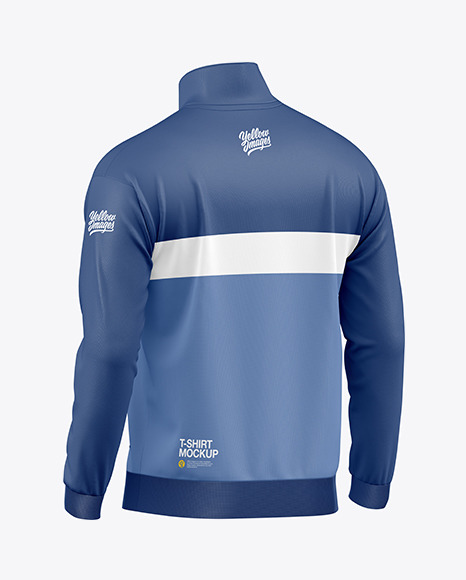 Long Sleeve Track Jacket Mockup - Back Half Side View on Yellow Images ...