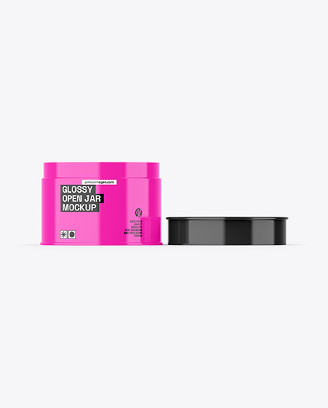 Glossy Opened Plastic Jar Mockup