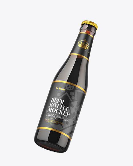 Amber Glass Beer Bottle Mockup