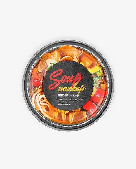 Plastic Bowl With Soup Mockup