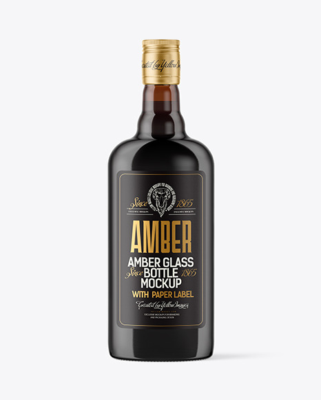 500ml Amber Glass Bottle Mockup