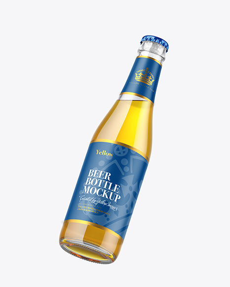 Clear Glass Lager Beer Bottle Mockup