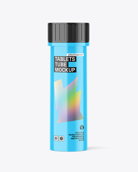 Glossy Plastic Tablets Tube Mockup