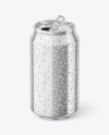 Glossy Metallic Aluminium Can w/ Drops Mockup