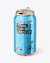 Glossy Metallic Aluminium Can w/ Drops Mockup