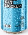 Glossy Metallic Aluminium Can w/ Drops Mockup