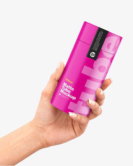 Tube in a Hand Mockup