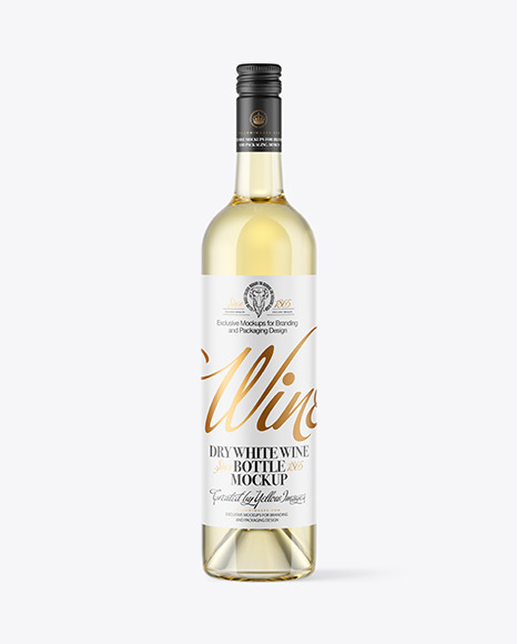 Clear Glass White Wine Bottle Mockup
