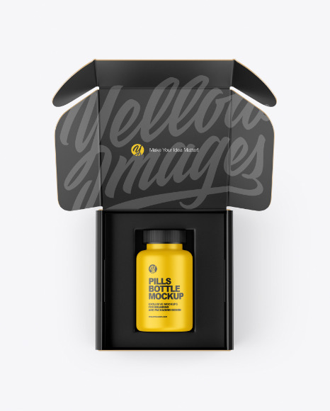 Opened Box With Pills Bottle Mockup