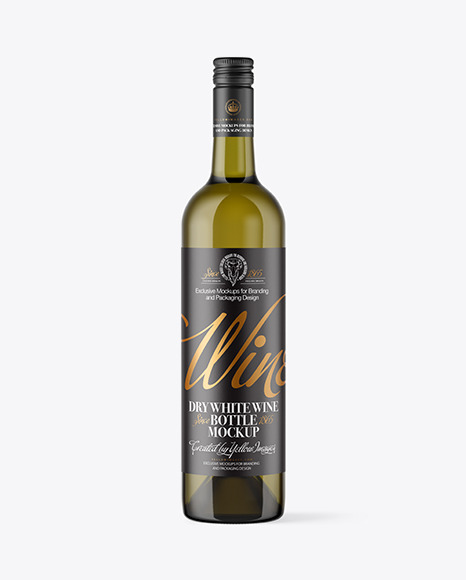Antique Green Glass Bottle With White Wine Mockup