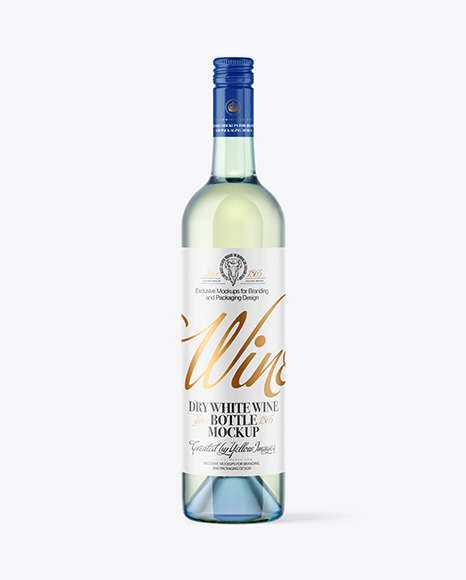 Blue Glass White Wine Bottle Mockup
