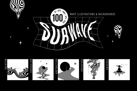 SurWave. 100 Wavy Illustrations &amp; Backgrounds