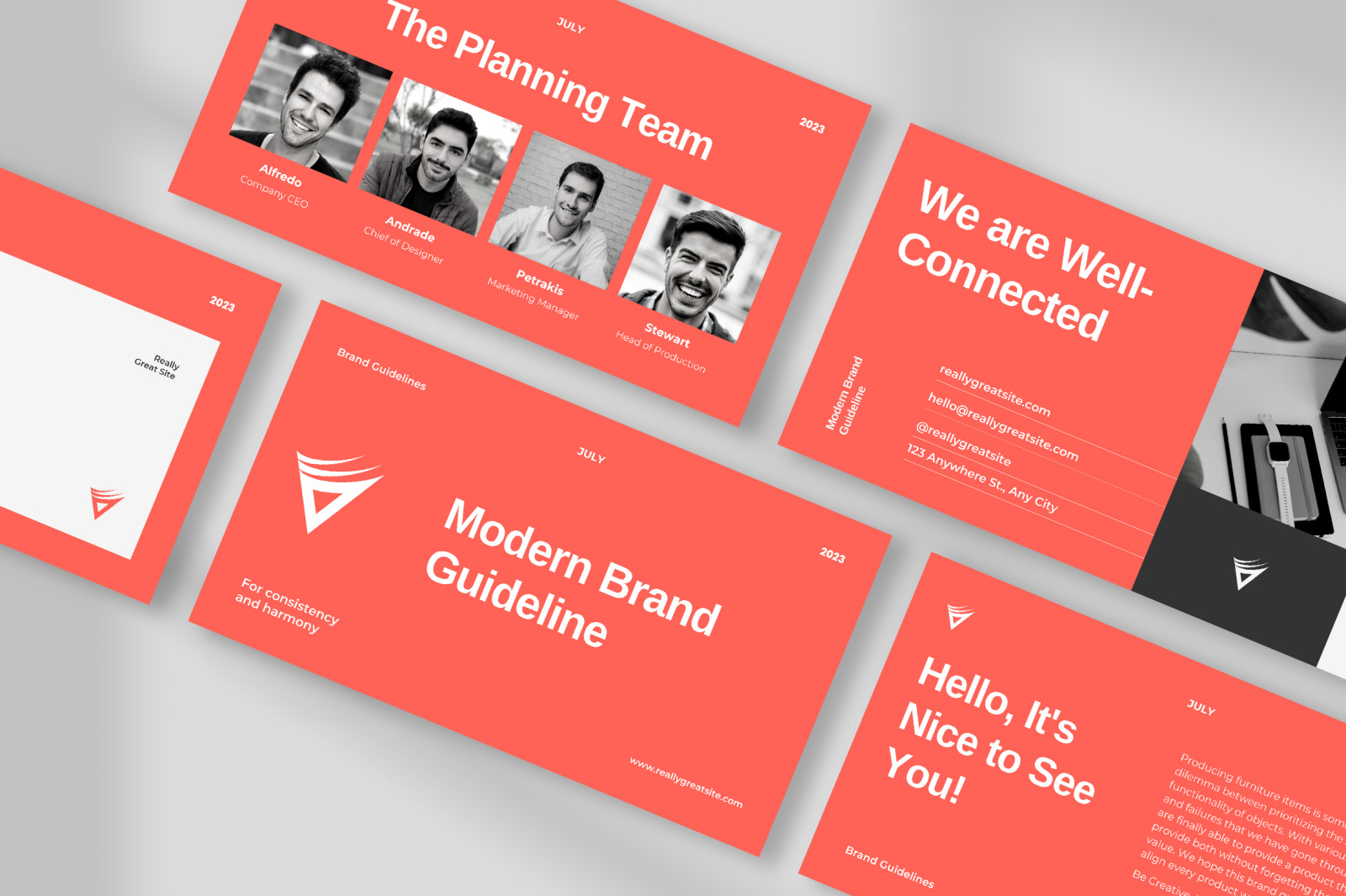 White Salmon Simple Modern Brand Guidelines Canva Presentation on Yellow Images Creative Store