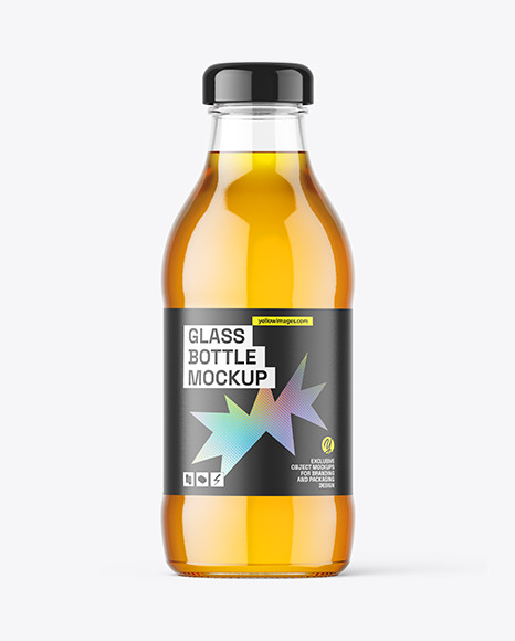 Clear Glass Apple Juice Bottle Mockup