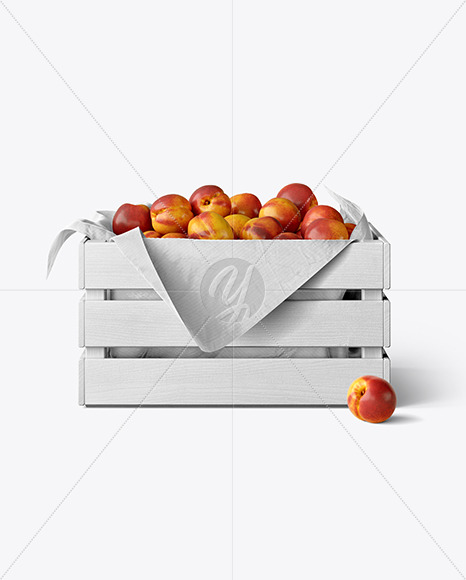 Wooden Crate With Nectarines Mockup