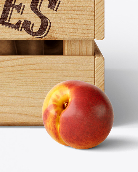 Wooden Crate With Nectarines Mockup