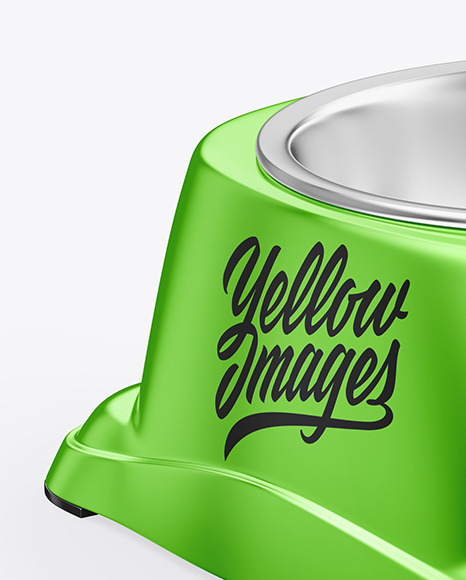 Metallic Pet Feeding Bowl Mockup