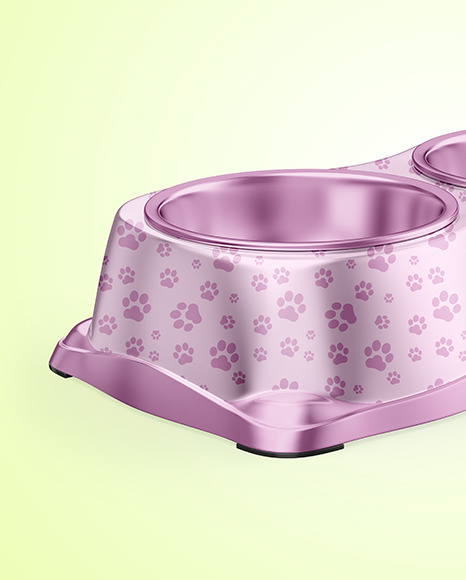 Metallic Pet Feeding Bowl Mockup