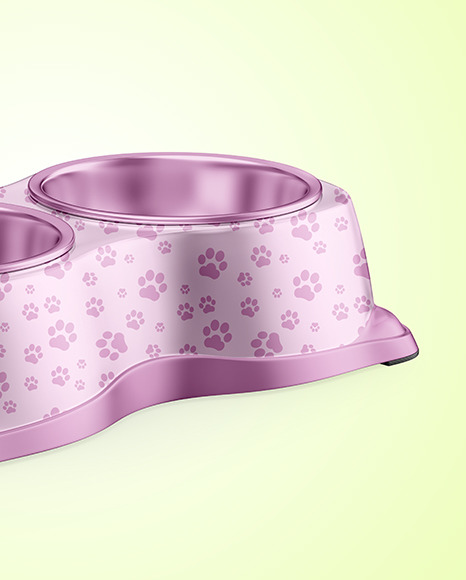 Metallic Pet Feeding Bowl Mockup