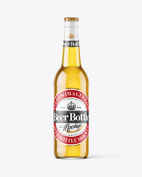 Clear Glass Beer Bottle Mockup