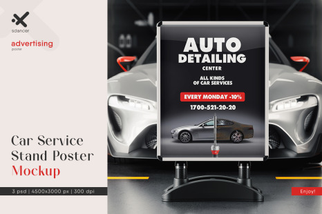 Car Service Stand Poster Mockup