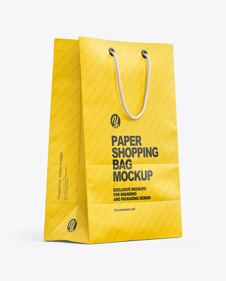 Matte Paper Shopping Bag w/ Rope Handles Mockup