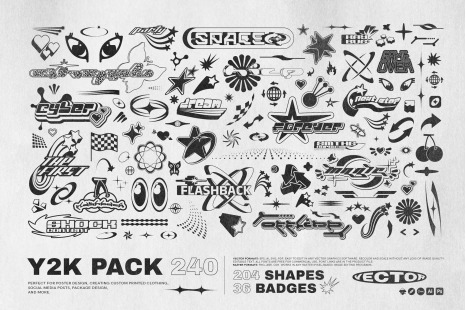 Y2K 240 Shapes Badges Graphic Styles