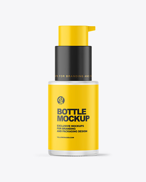 Frosted Glass Cosmetic Bottle with Pump Mockup