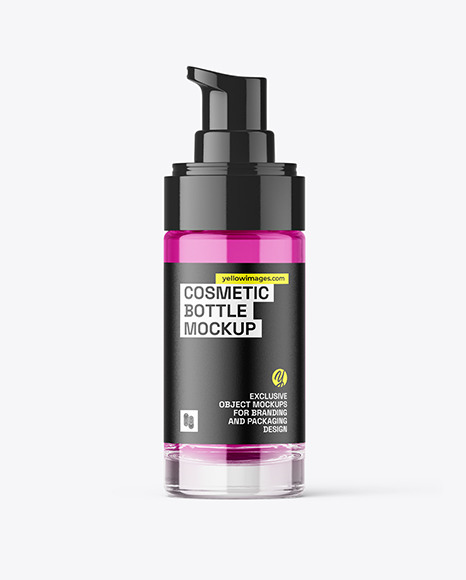 Clear Glass Cosmetic Bottle w\ Pump Mockup