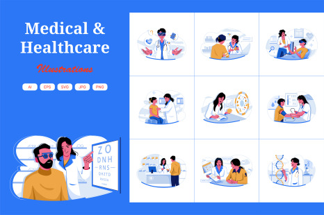 M558_Medical &amp; Healthcare Illustration Pack